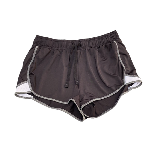 Running Sprinter Shorts Womens Medium Black Drawstring Athletic Fit Dolphin Hem