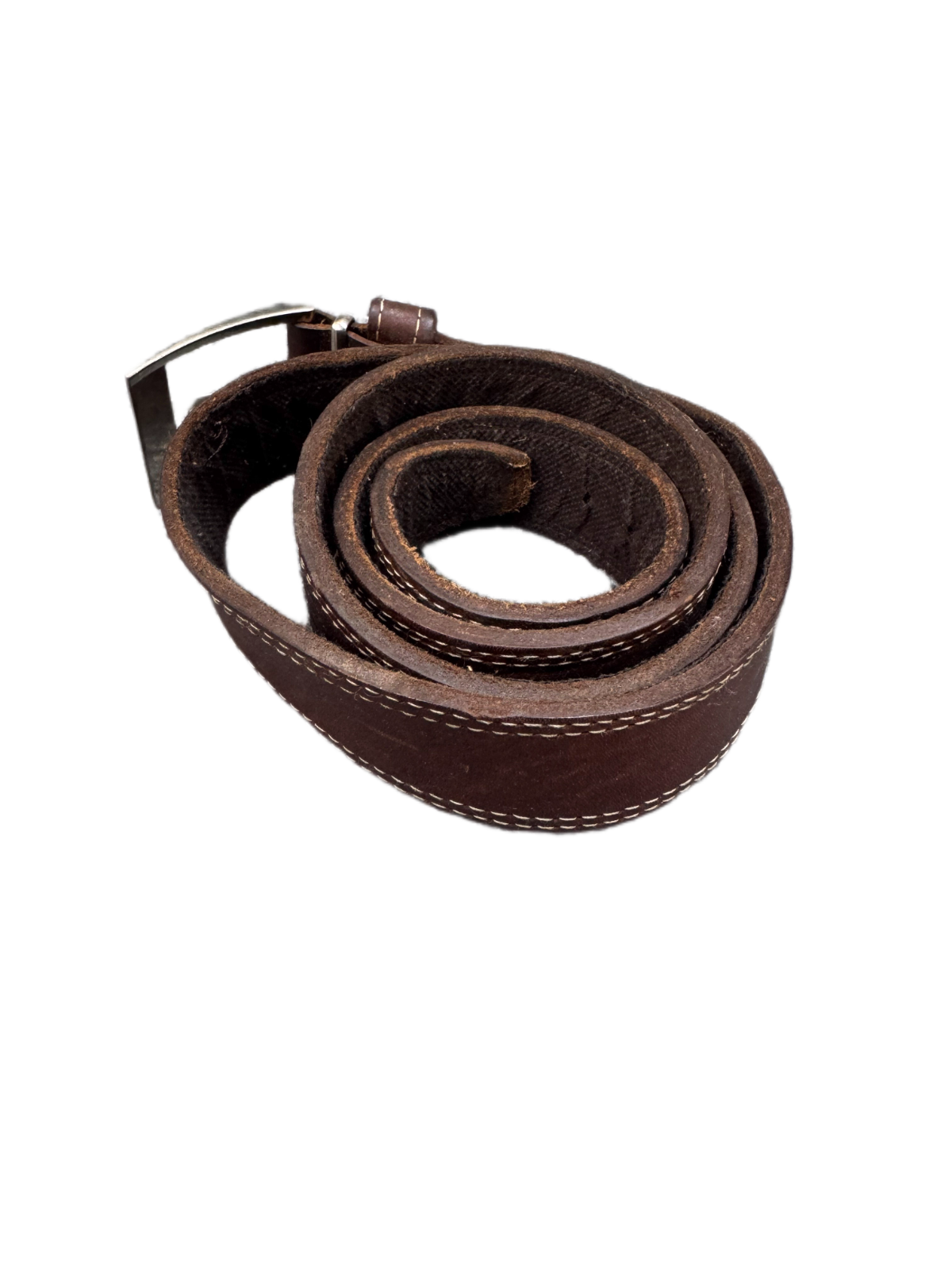 Waist Belt Mens Dark Brown Leather Adjustable Silver Pin Buckle 46.5 inches