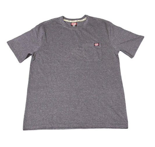 Wrangler T-Shirt Men's M (42-44) Grey Logo Short Sleeve Pullover Workwear Tee