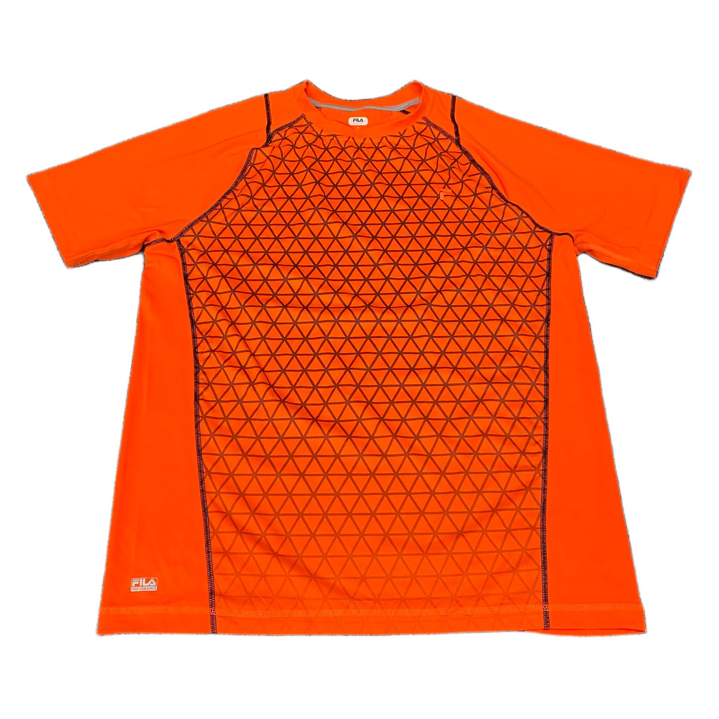 Fila Sport Activewear Shirt Mens Medium Orange Patterned Short Sleeve Summer Tee