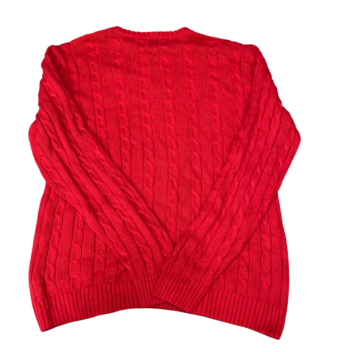 Chaps Sweater Mens Medium Red Cable Knit Long Sleeve Slim Fit Crewneck Pullover