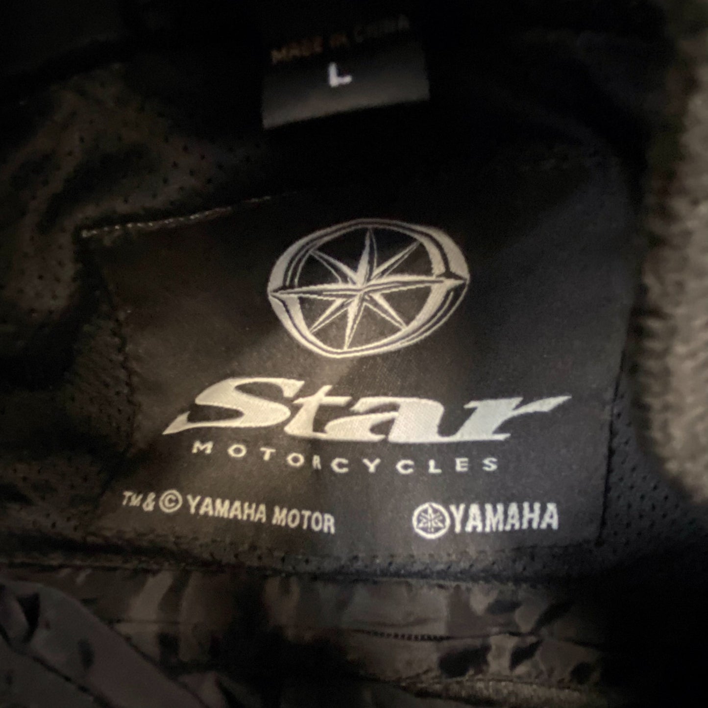 Yamaha Star Motorcycle Bomber Riding Jacket Womens Large Black Blue Denim Sleeve