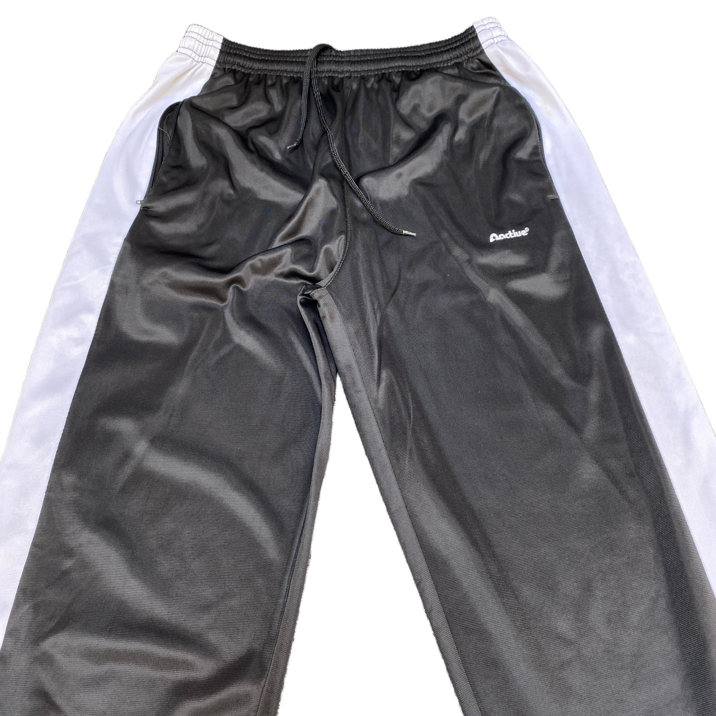 Active Track Pants Fits as Womens 28" Waist Black Snap Button Drawstring Trouser