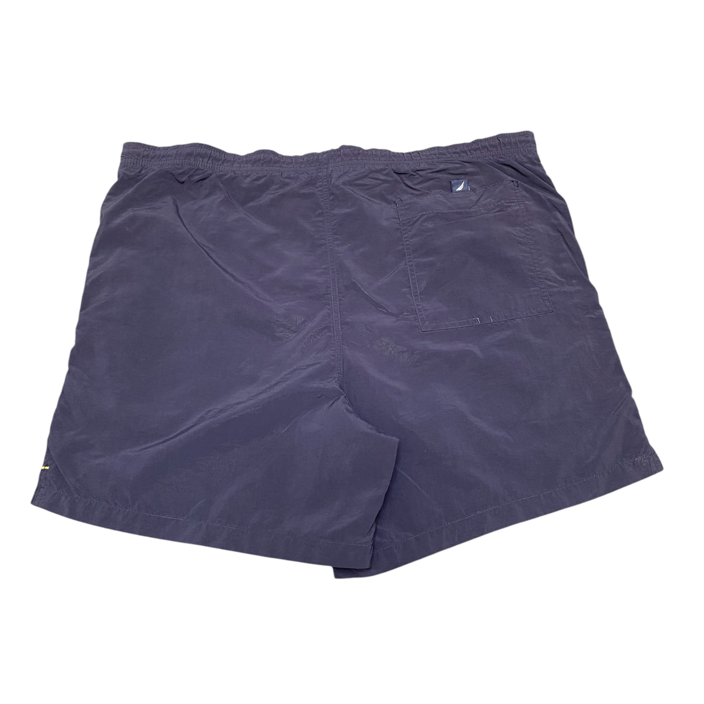 Nautica Swim Trunks Shorts Mens Medium Blue Nylon Quick Dry Logo Elastic Waist