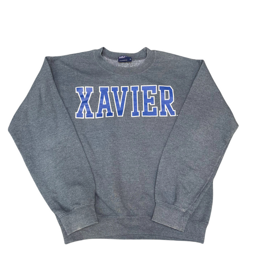 MV Sport Xavier Musketeers Sweatshirt Mens Small Grey NCAA Football Crew Neck