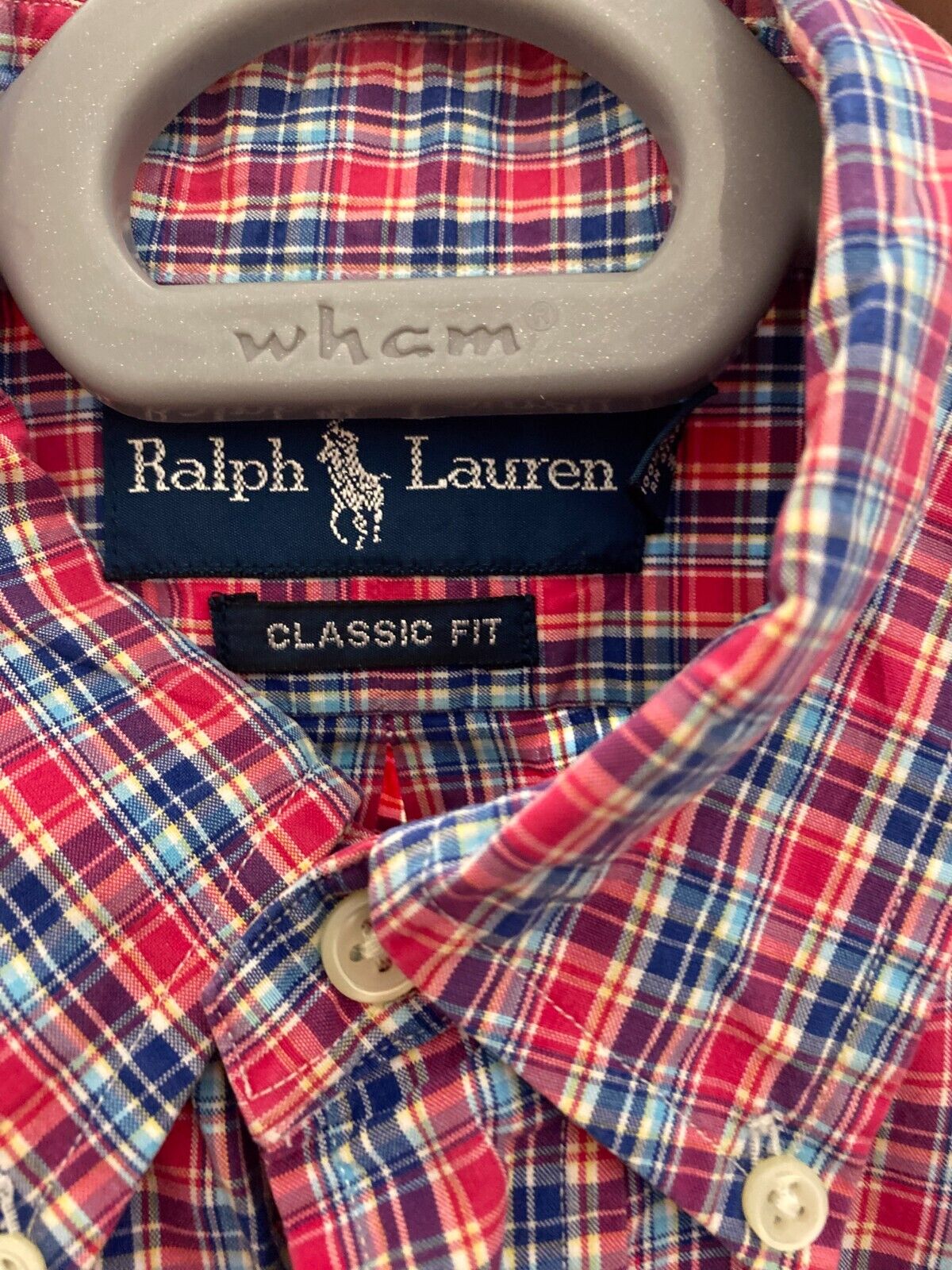 Ralph Lauren Shirt Mens Large Red Plaid Classic Fit Small Blue Polo Pony Logo