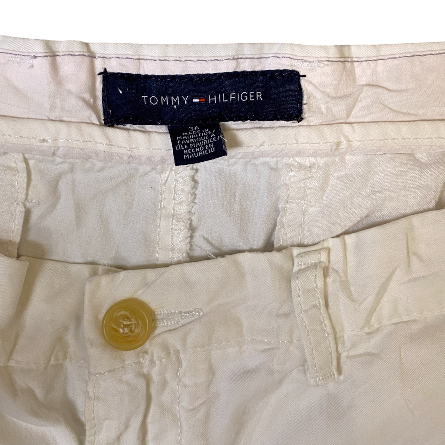Tommy Hilfiger Chino Shorts Mens 27W 8L White Classic Stretch Flat Front Preppy