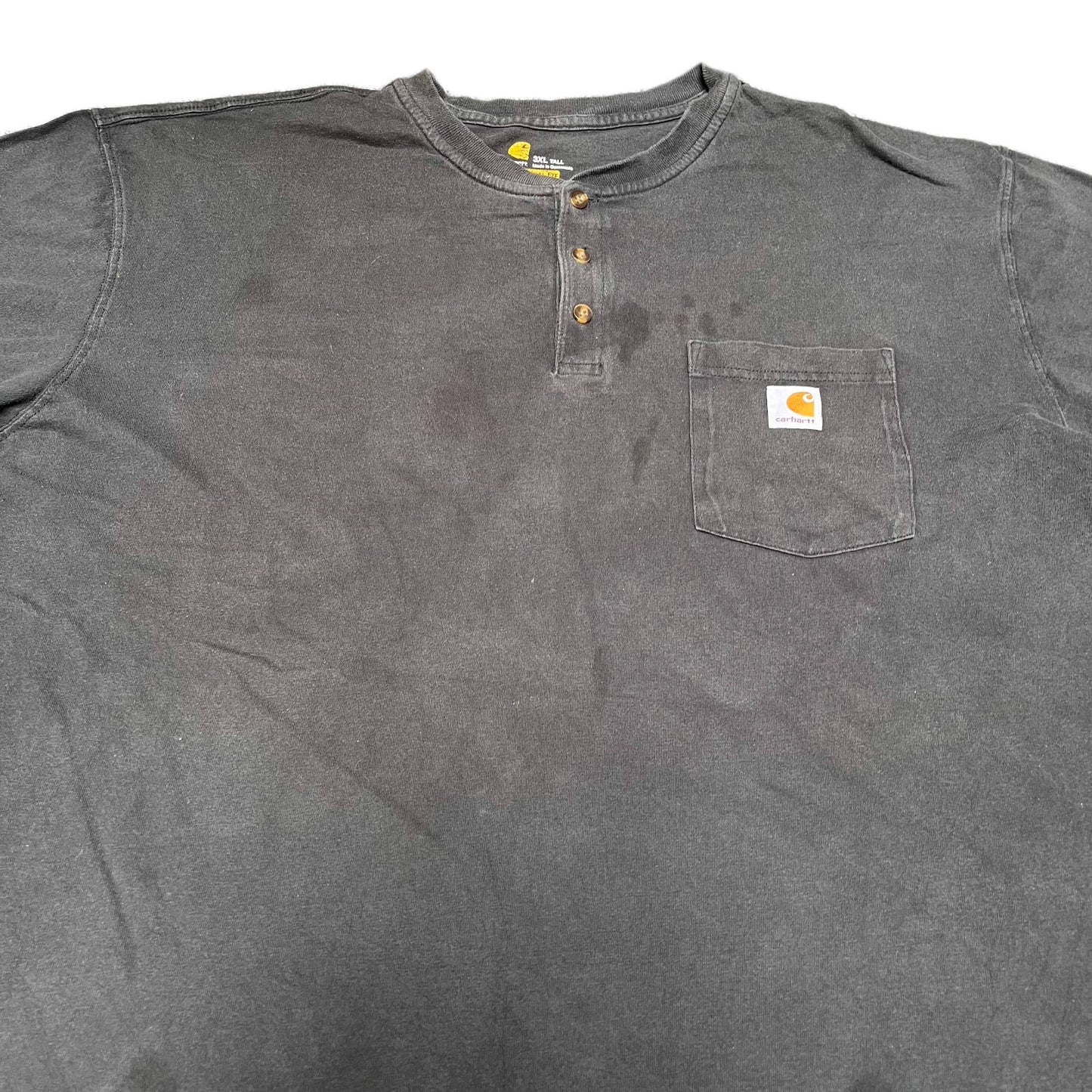 Carhartt Henley Pocket T-Shirt Mens 2XL Tall Black Original Fit Short Sleeve Tee