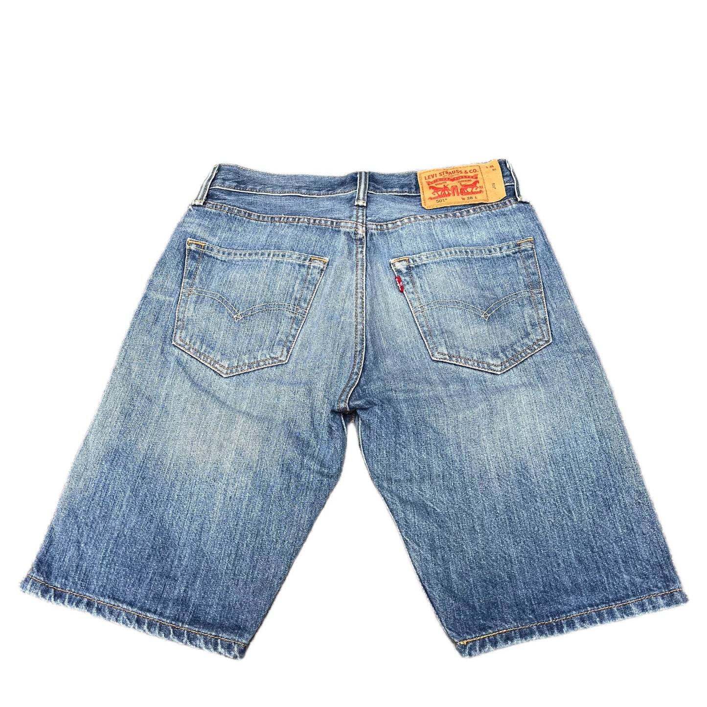 Levi's 501 Jean Shorts Fits as Mens Small 29" Waist Blue Denim Faded Red Tab