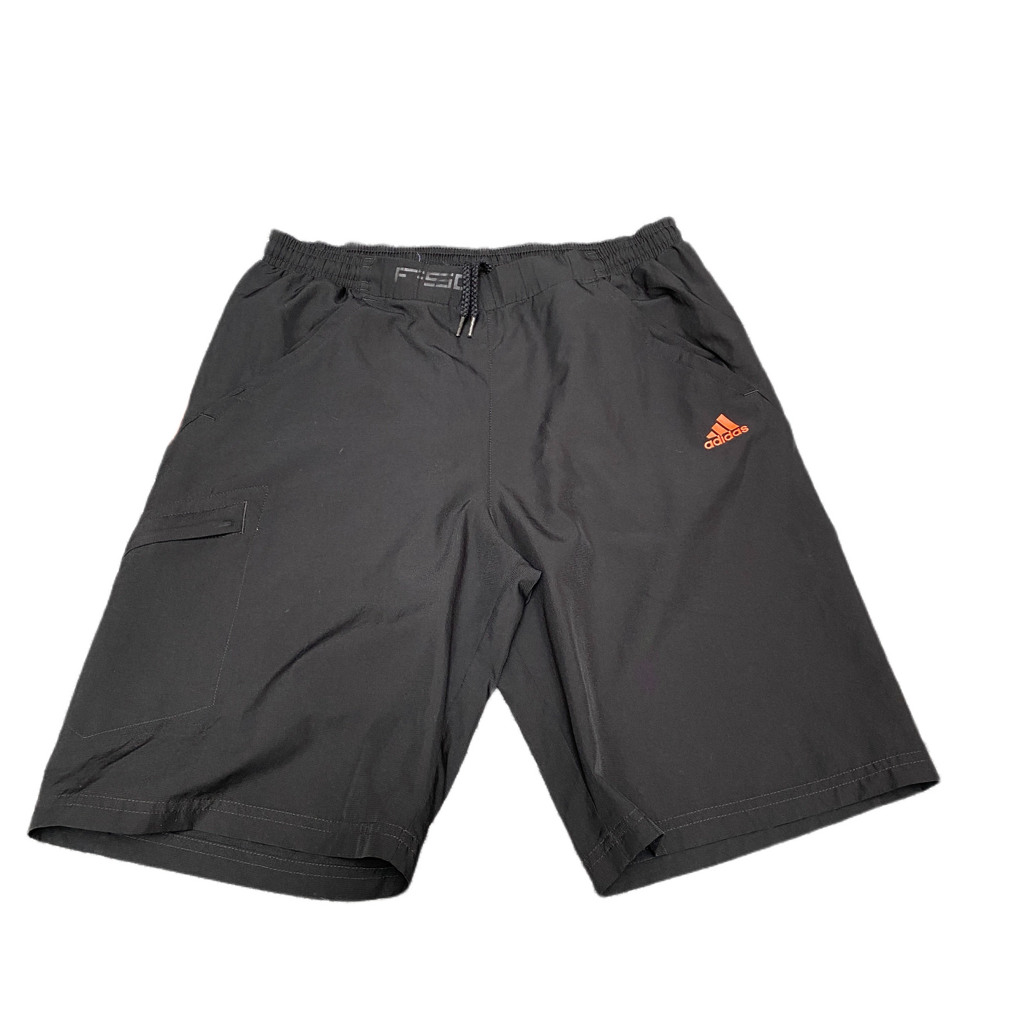 Adidas F5O Training Shorts Boys XS 28" Waist Black Orange 3-Stripes Drawstring