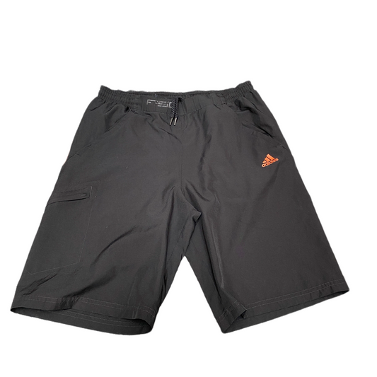 Adidas F5O Training Shorts Boys XS 28" Waist Black Orange 3-Stripes Drawstring