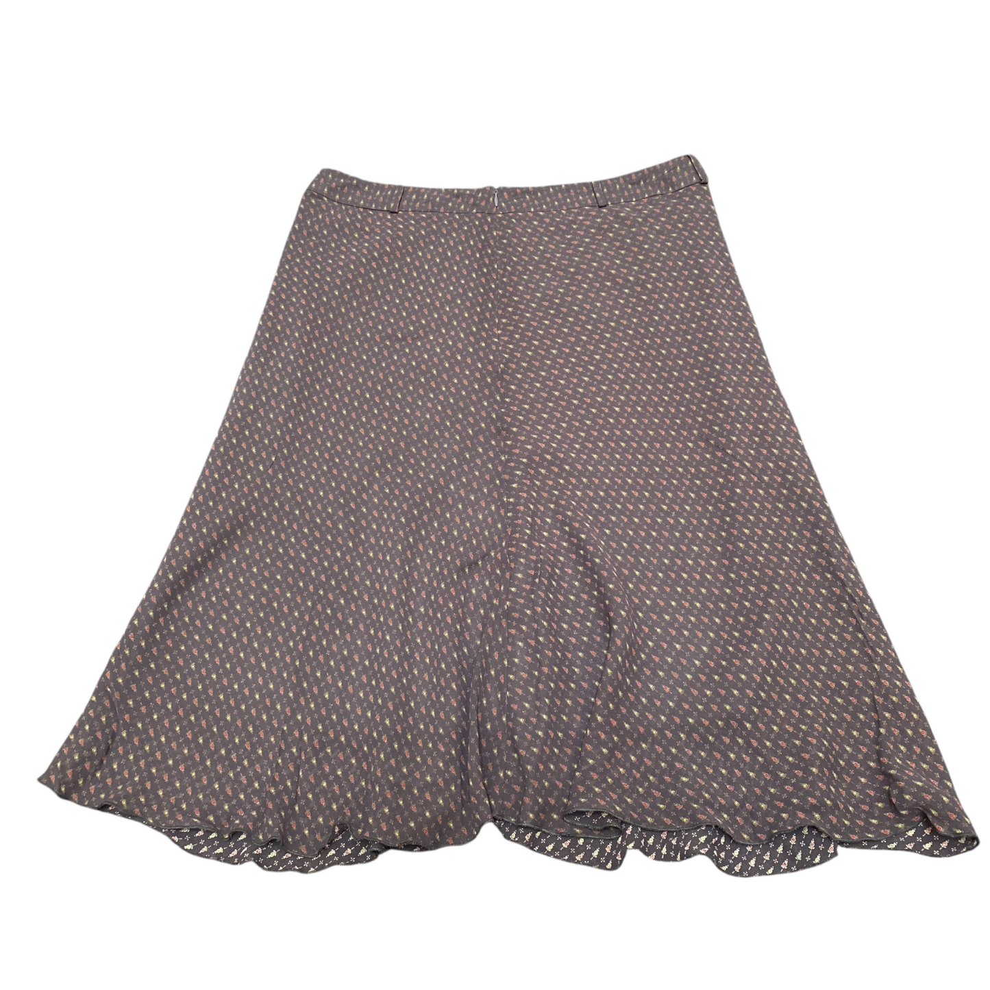 OPUS Fit & Flare Skirt Women's XS Brown Floral Print Lined Flat Front Back Zip