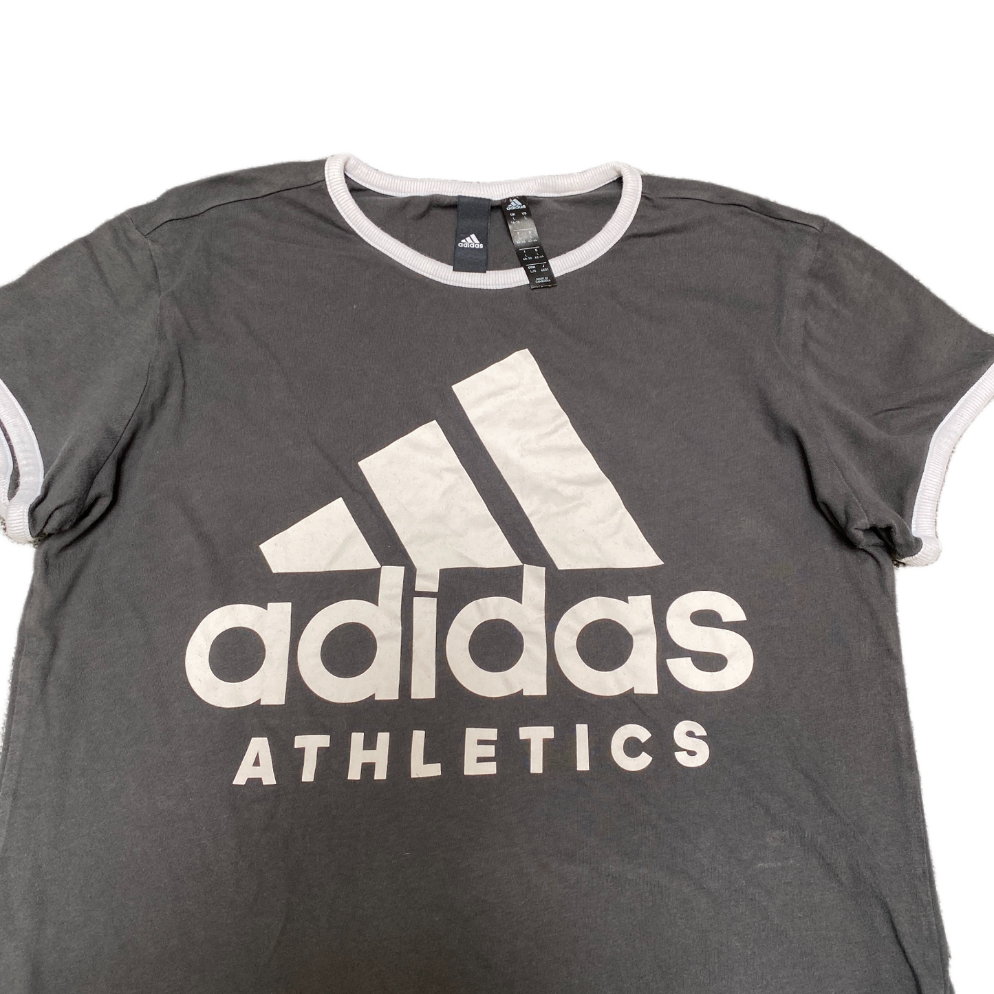 Adidas T-Shirt Womens Large Black Stretch Spellout Logo Crew Neck Vtg Y2k Tee