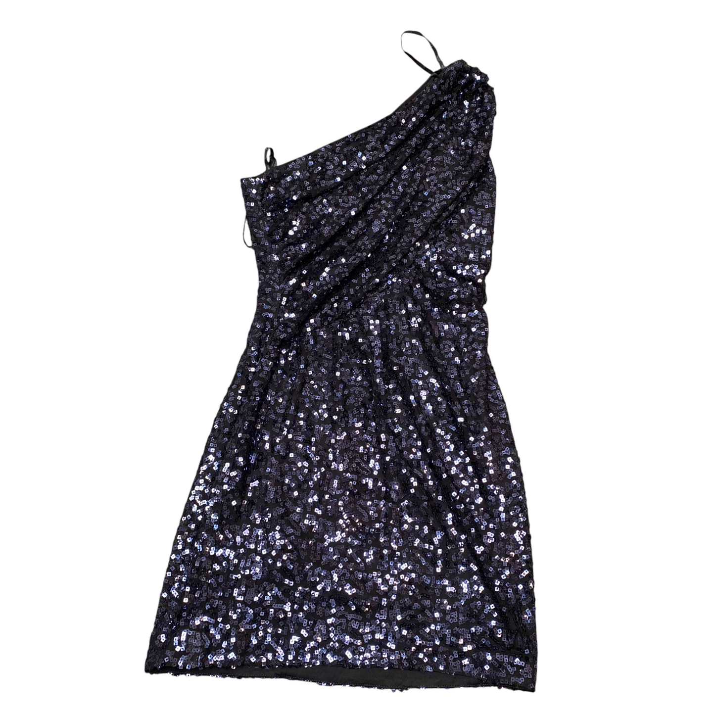 Calvin Klein Sheath Cocktail Dress Womens S Black Overall Sequins One Shoulder