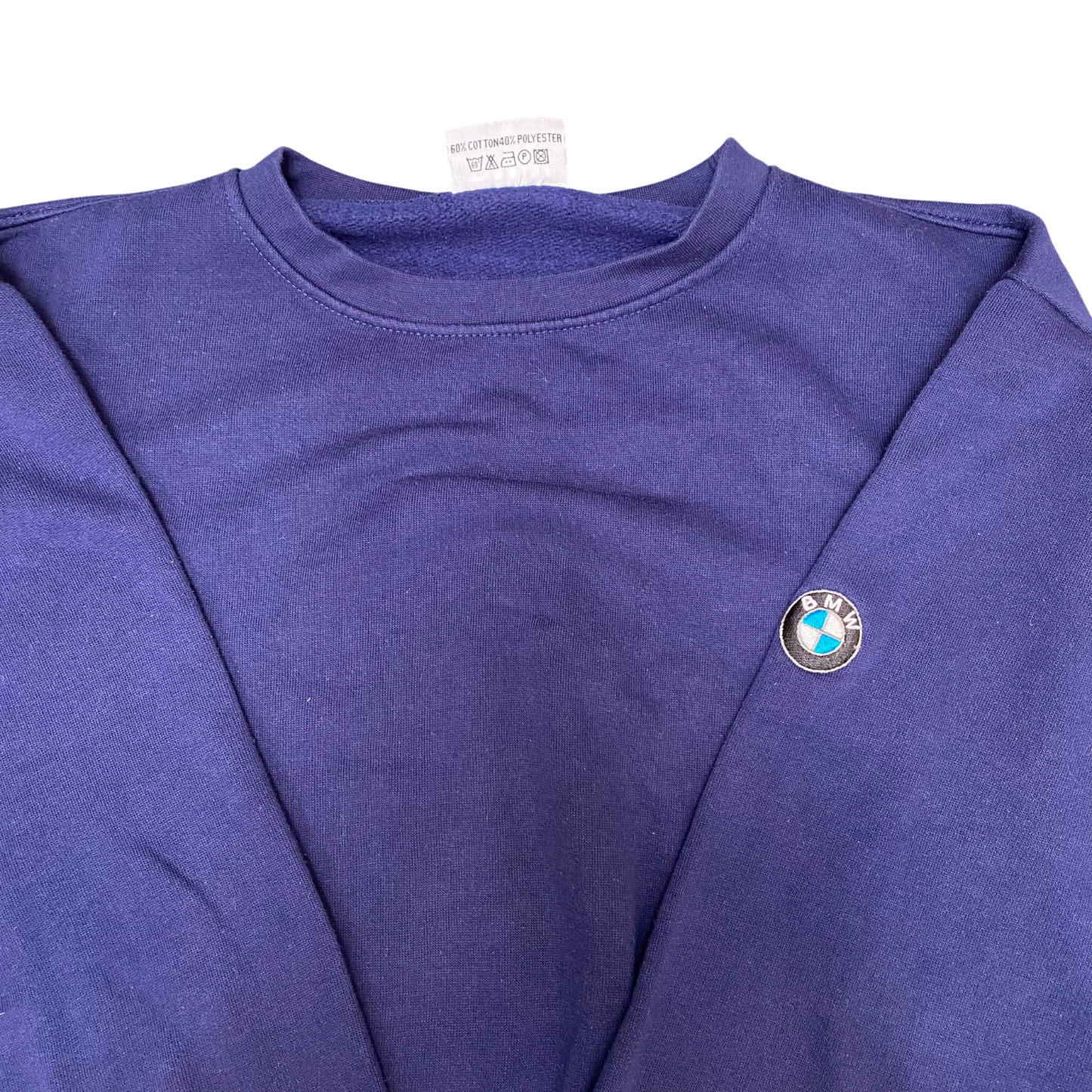 BMW Sweatshirt Womens Medium Blue Fleece Long Sleeve Crew Neck Pullover Logo