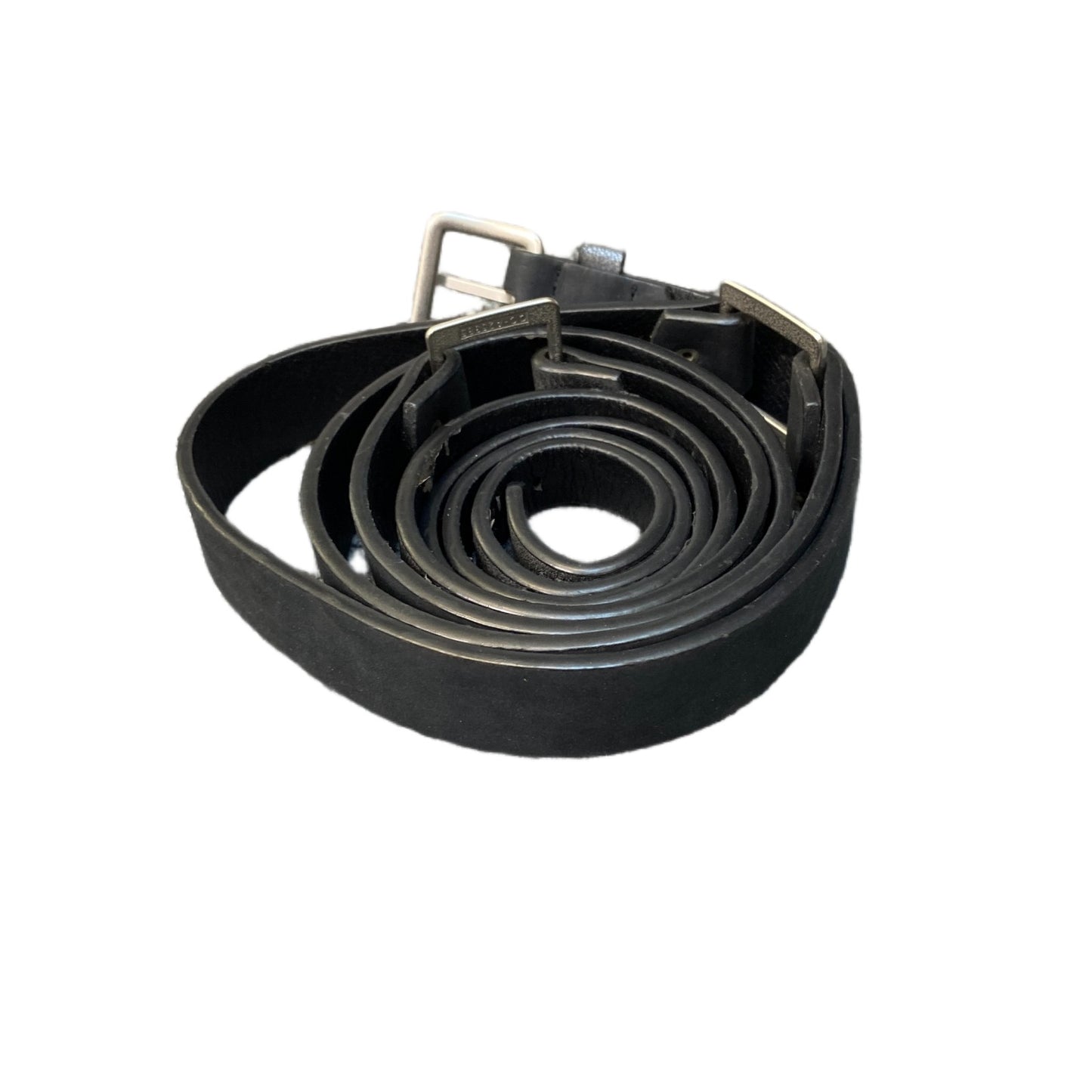 Glamorous Waist Belt Mens Black Polyurethane Adjustable Silver Buckle 68 inches