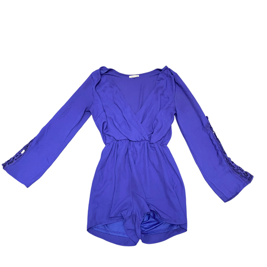 Charlotte Russe Jumpsuit Womens M Purple Solid Long Sleeve V Neck Pullover