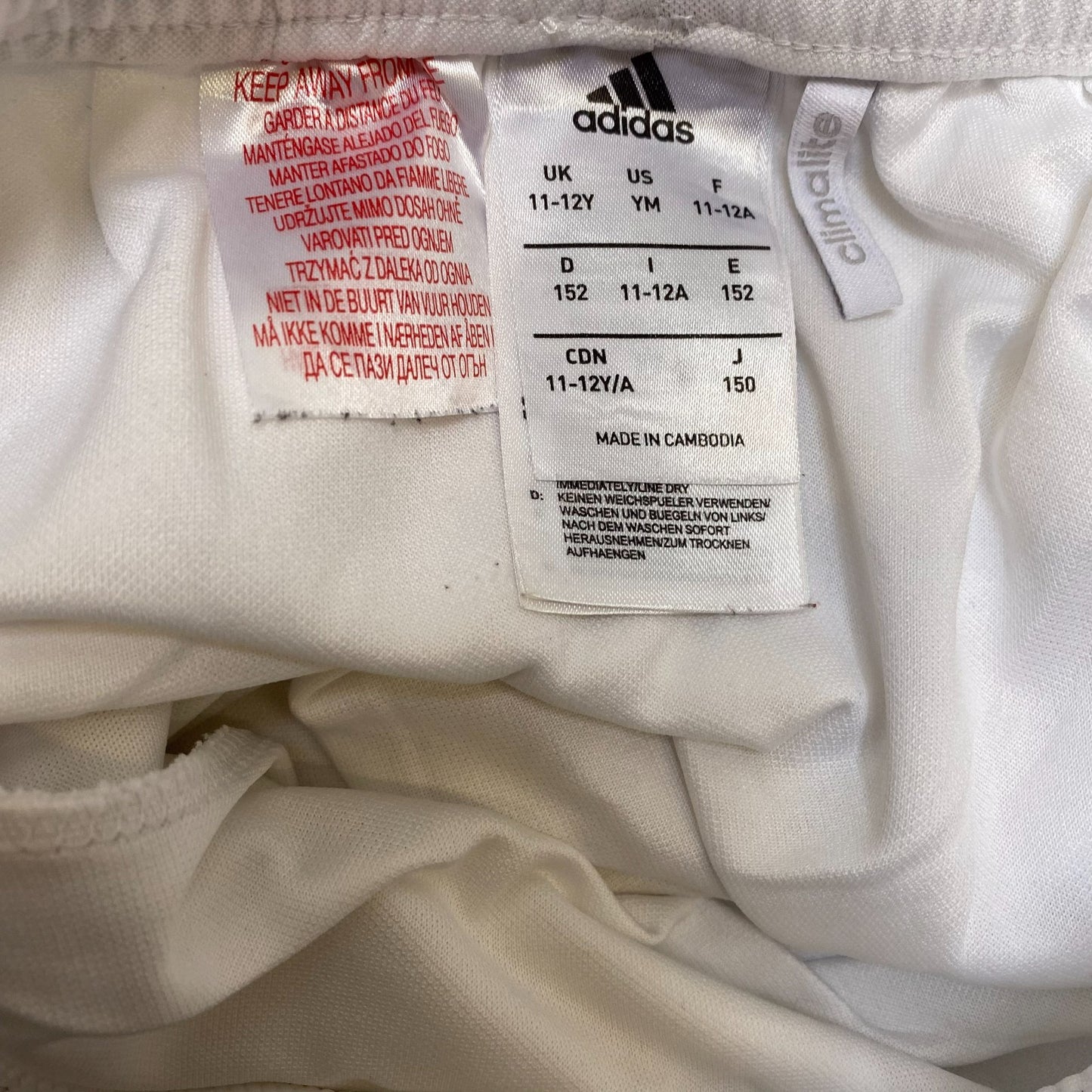 Adidas Voetbalito Football Shorts Youth 23W White Gym Athletic Fit Elastic Waist