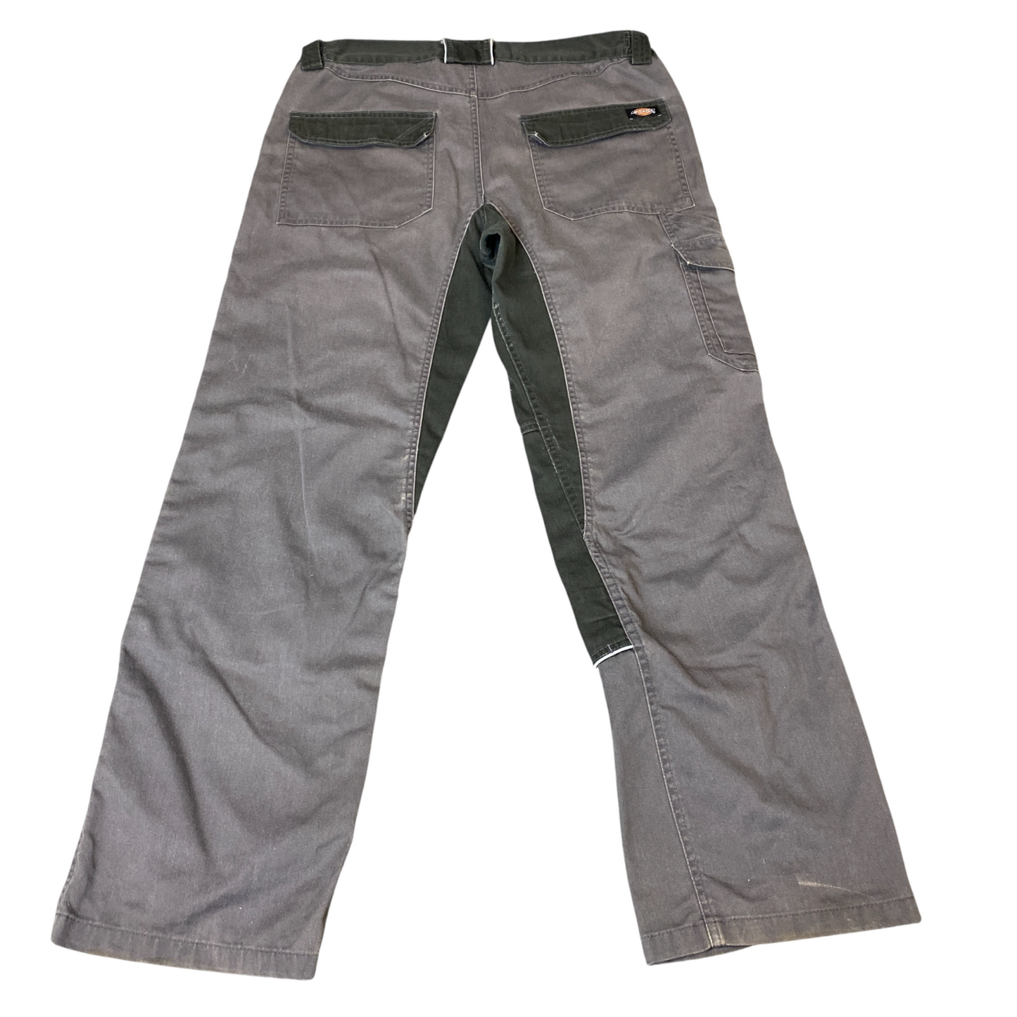 Dickies Cargo Pants Mens Large Grey Black Double Knee Regular Fit Straight Leg