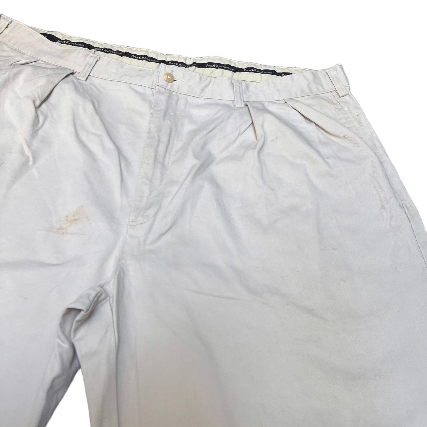Polo Ralph Lauren Chino Shorts Fits as Mens XL 40" Waist Cream Slash Pocket