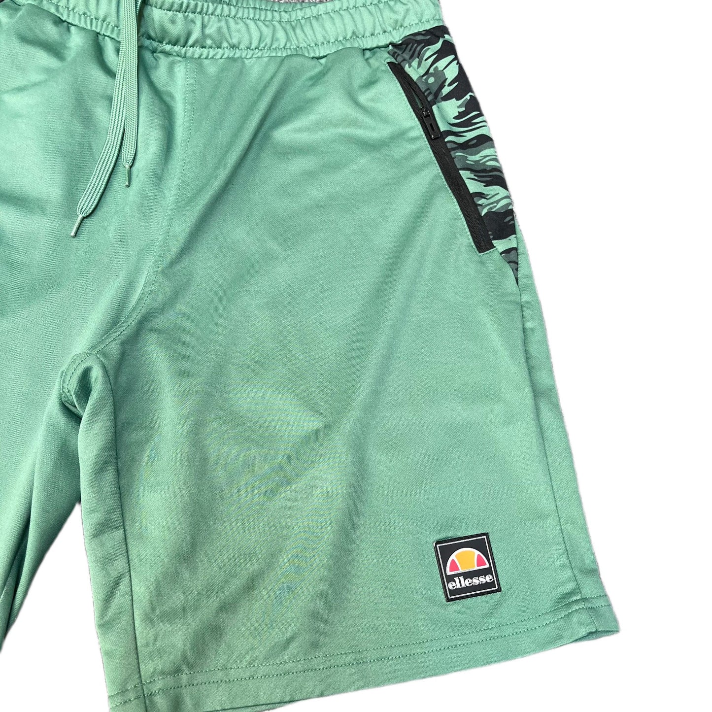 Ellesse Athletic Shorts Men M 30" Waist Green Black Camo Gym Training Drawstring
