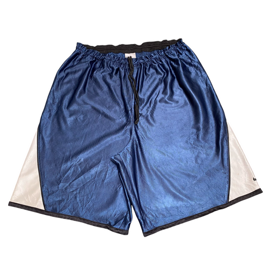 Nike Short Medium Blue White Dri Fit Swoosh Elastic Waist Drawstring Athletic