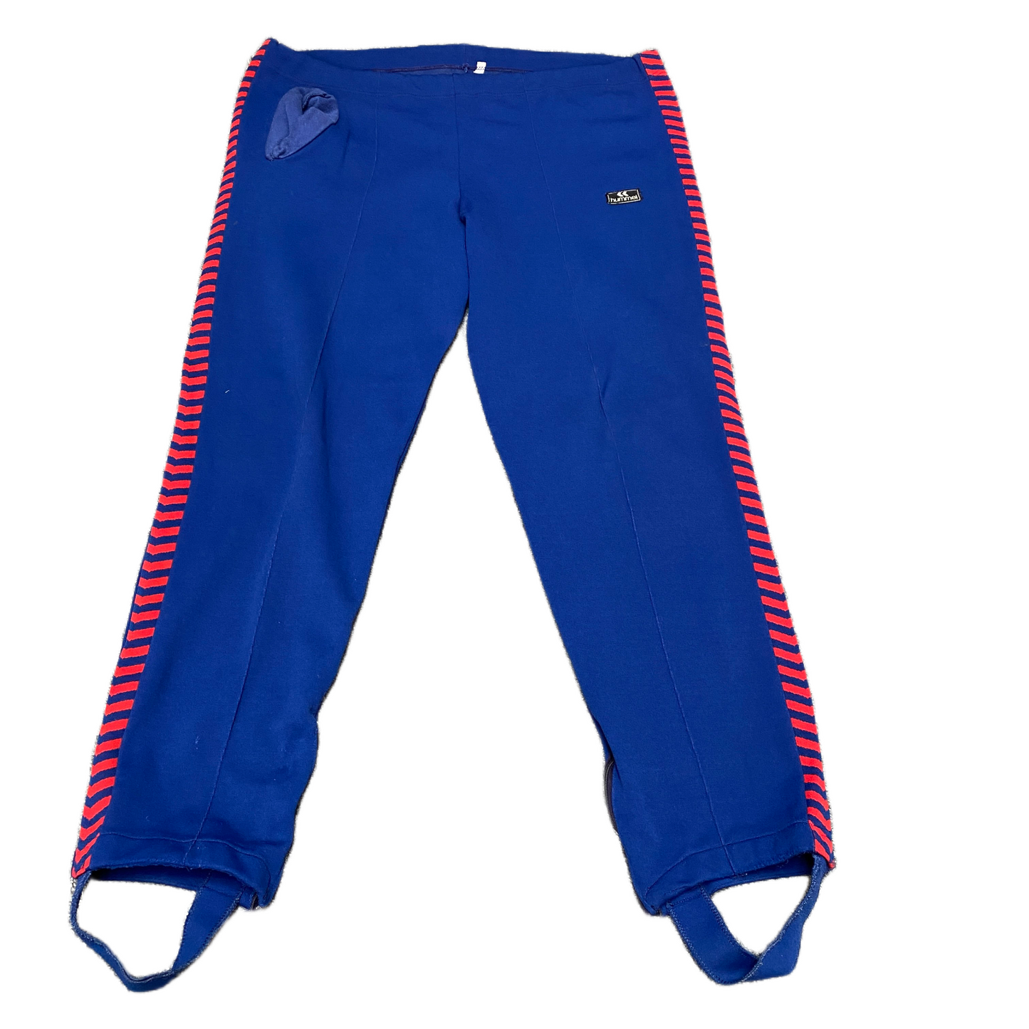 Hummel Joggers Fits as Womens 39" Waist Blue Red Stirrup Athletic Track Trouser
