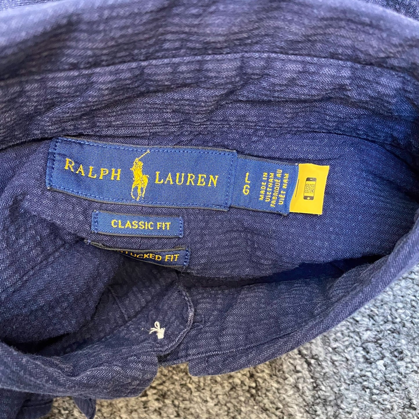 Ralph Lauren Shirt Mens L Navy Short Sleeve Classic Fit Pony Logo Button Down