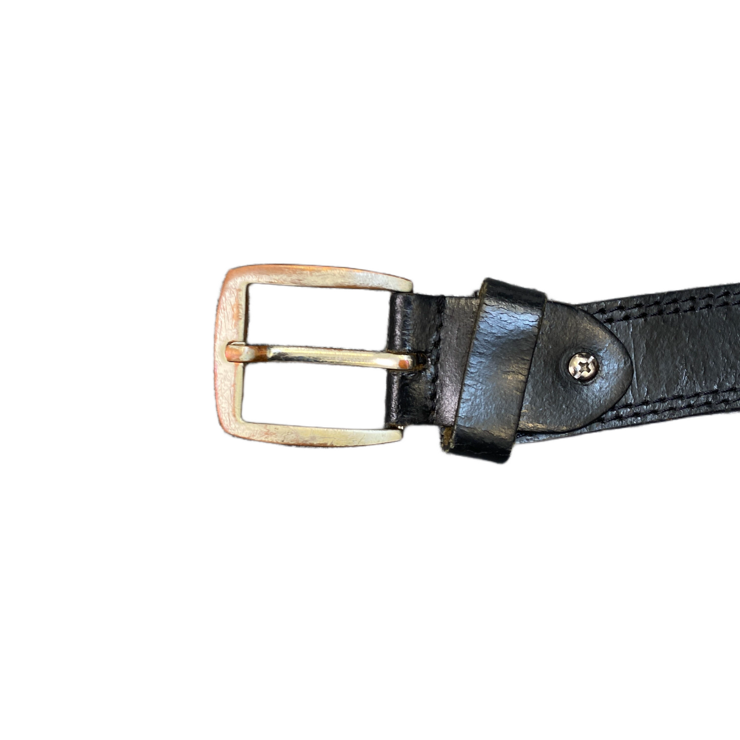 Waist Belt Mens Black Leather Adjustable Classic Silver Pin Buckle 41 inches