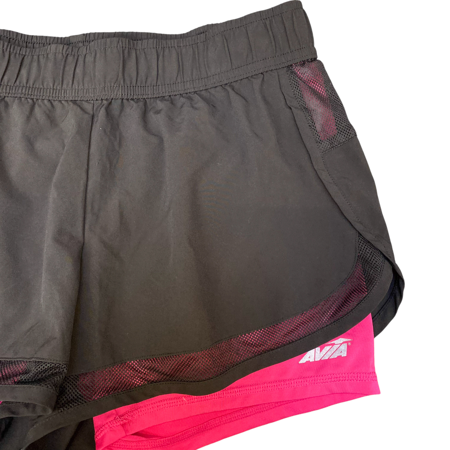 2-in-1 Running Sprinter Shorts Womens M Black Pink Mesh Athletic Elastic Waist