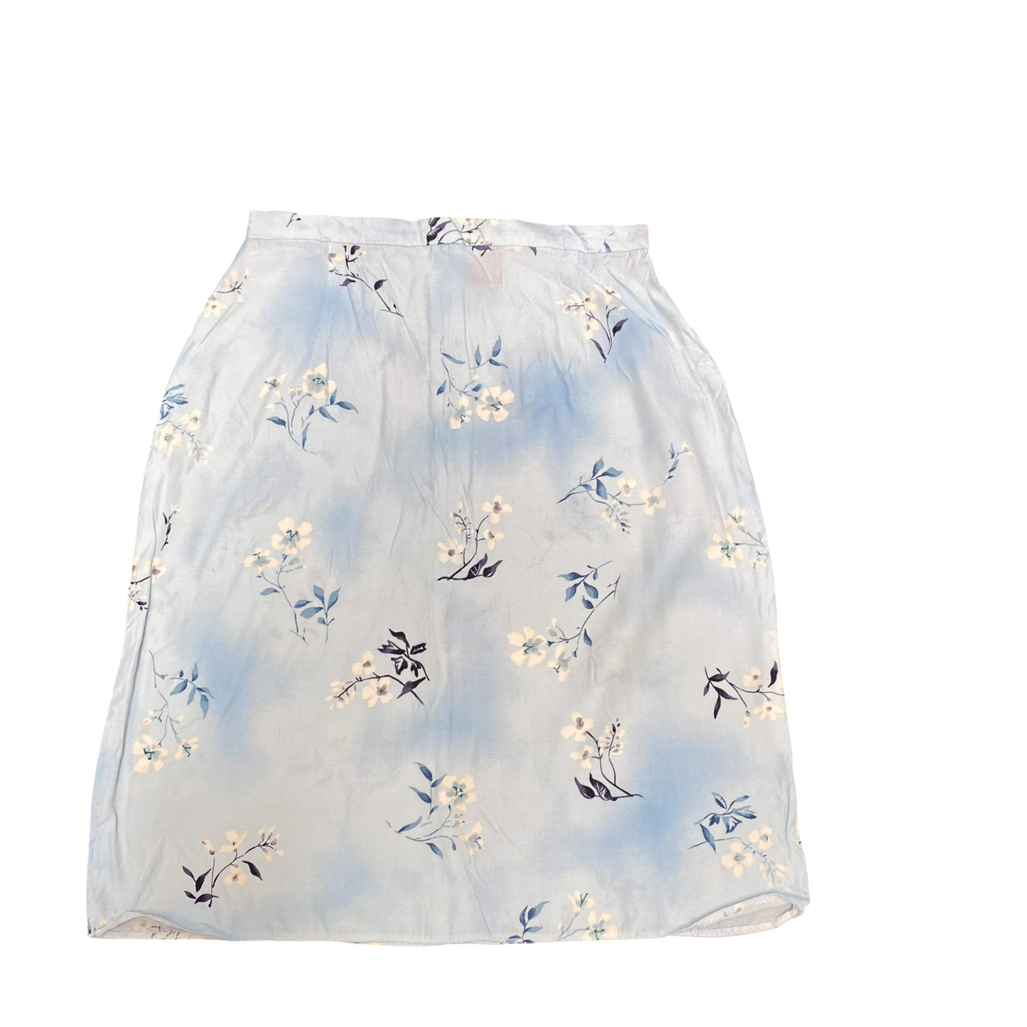 Tex A Line Skirt Womens S Light Blue Floral Casual Fit Outdoor Zip Front Y2K
