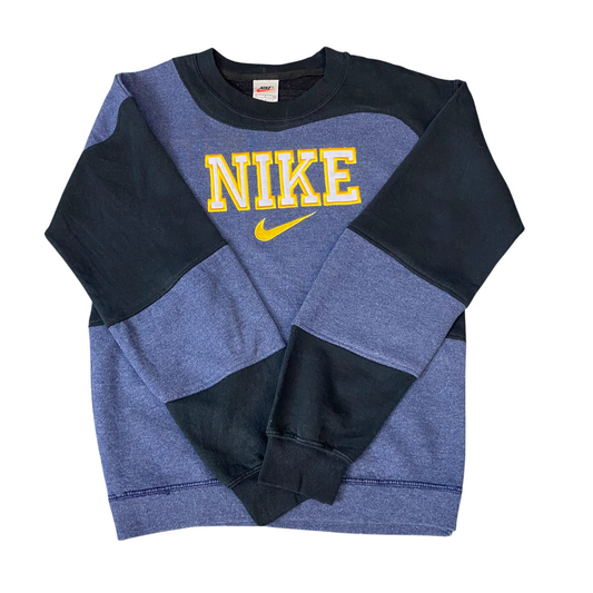 Nike Reworked Sweatshirt Mens S Black Purple Embroidered Spellout Logo Vintage Y