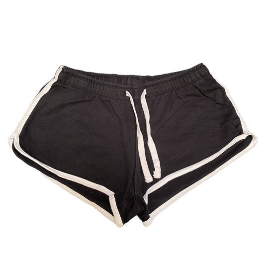 Running Sprinter Shorts Womens S 26" Waist Black Athletic Workout Dolphin Hem