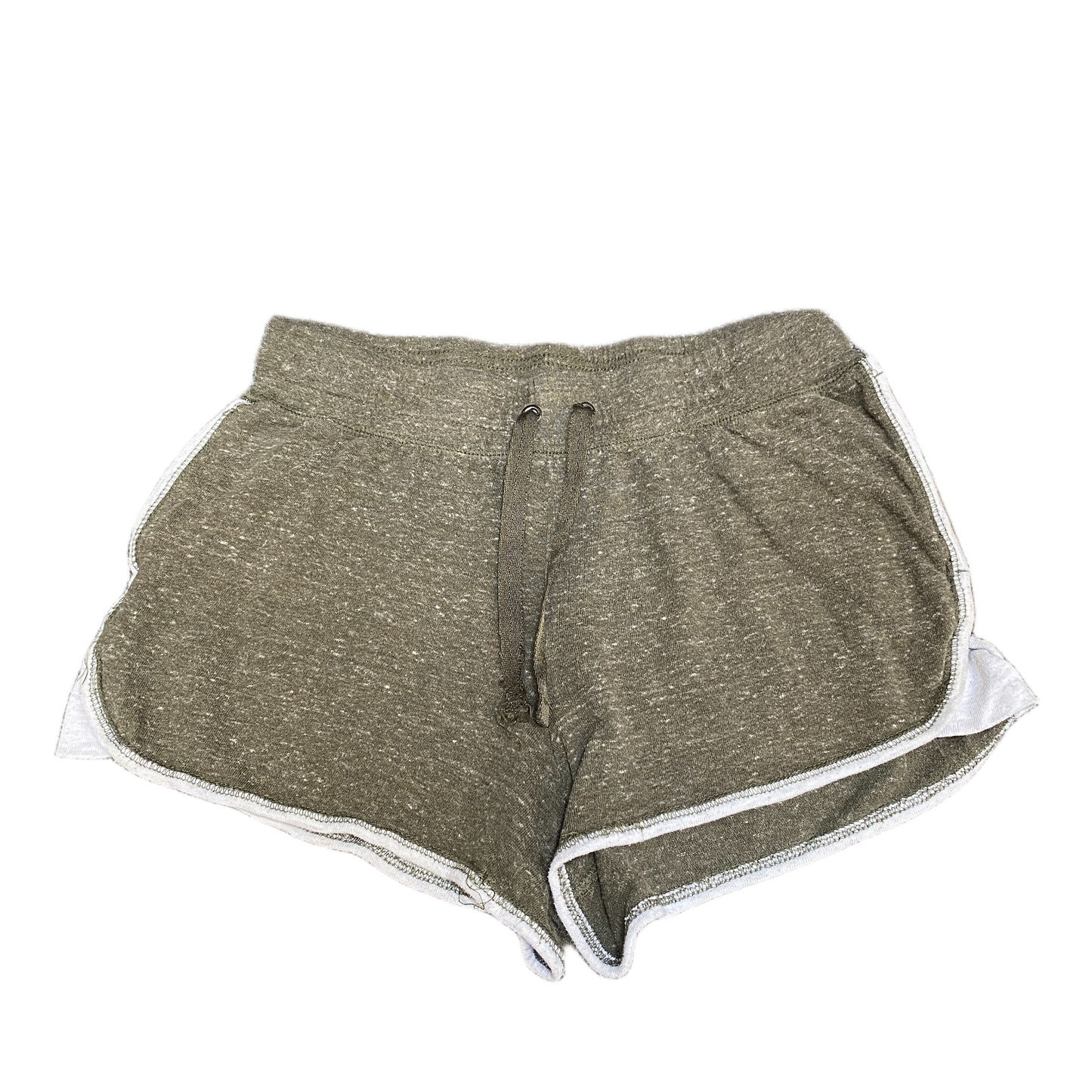 Running Sprinter Shorts Women L 30" Waist Olive Athletic Gym Workout Dolphin Hem