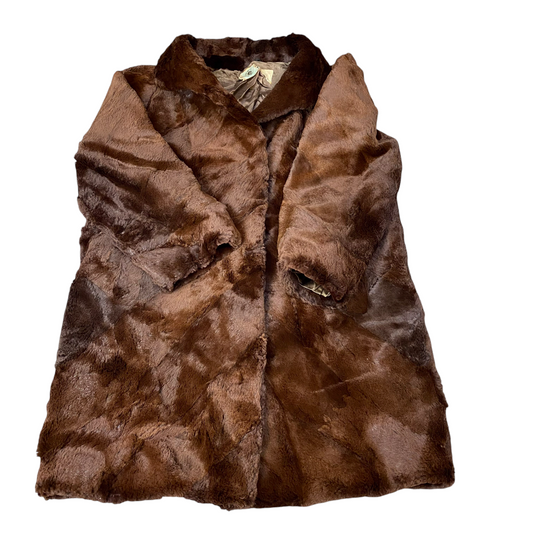 Kara Trutnov Faux Fur Coat Womens XL Brown Lined Soft Coay Warm Winter Collared