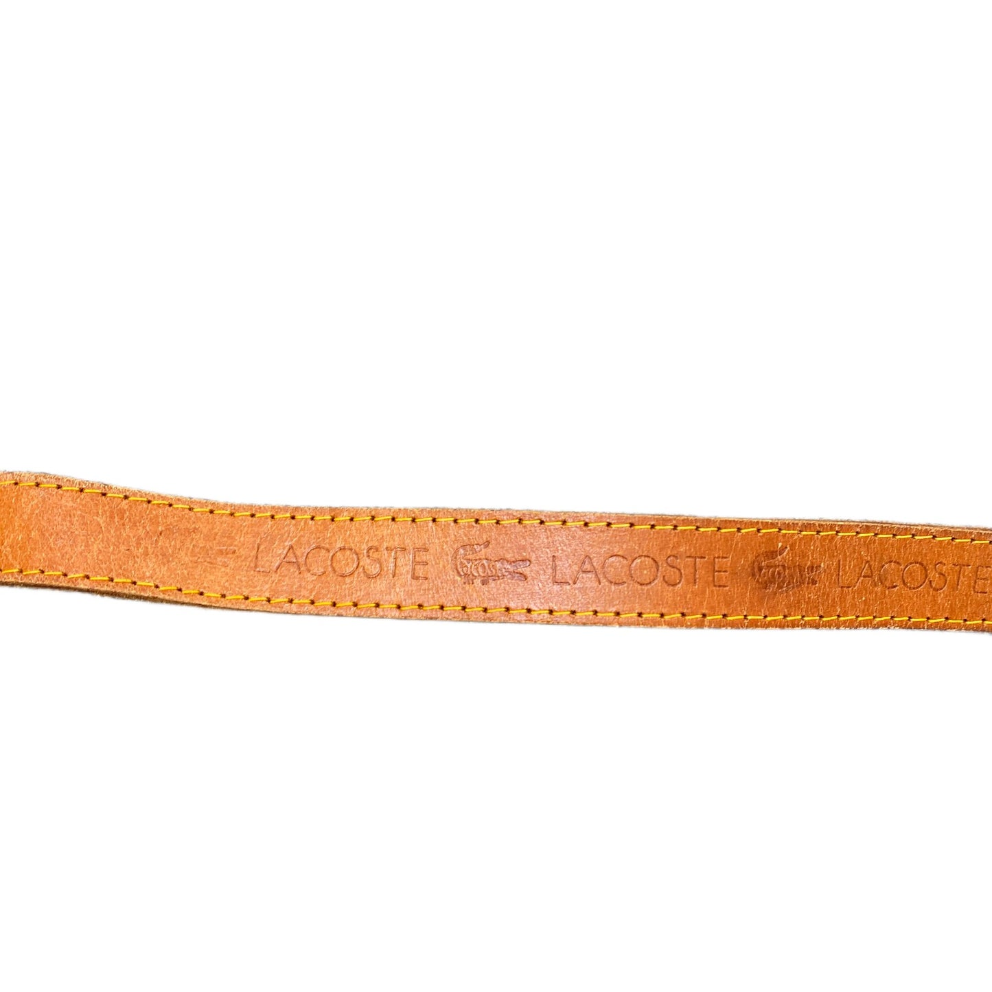 Lacoste Waist Belt Mens Brown Leather Adjustable Brass Buckle 41.5 Inches