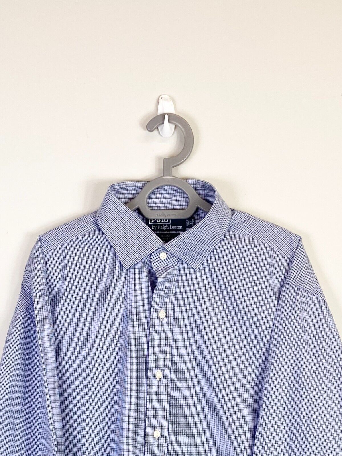 Ralph Lauren Dress Shirt Mens XL Blue Checkered Regent Classic Fit Button Down