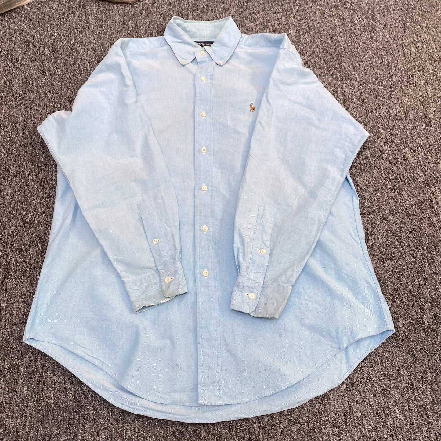 Ralph Lauren Formal Shirt Mens XL Blue Yarmouth Long Sleeve Logo Button Down