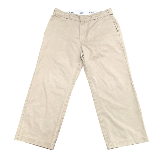 Dickies Trousers Mens Medium Beige Straight Fit Casual Slash Pockets Workwear