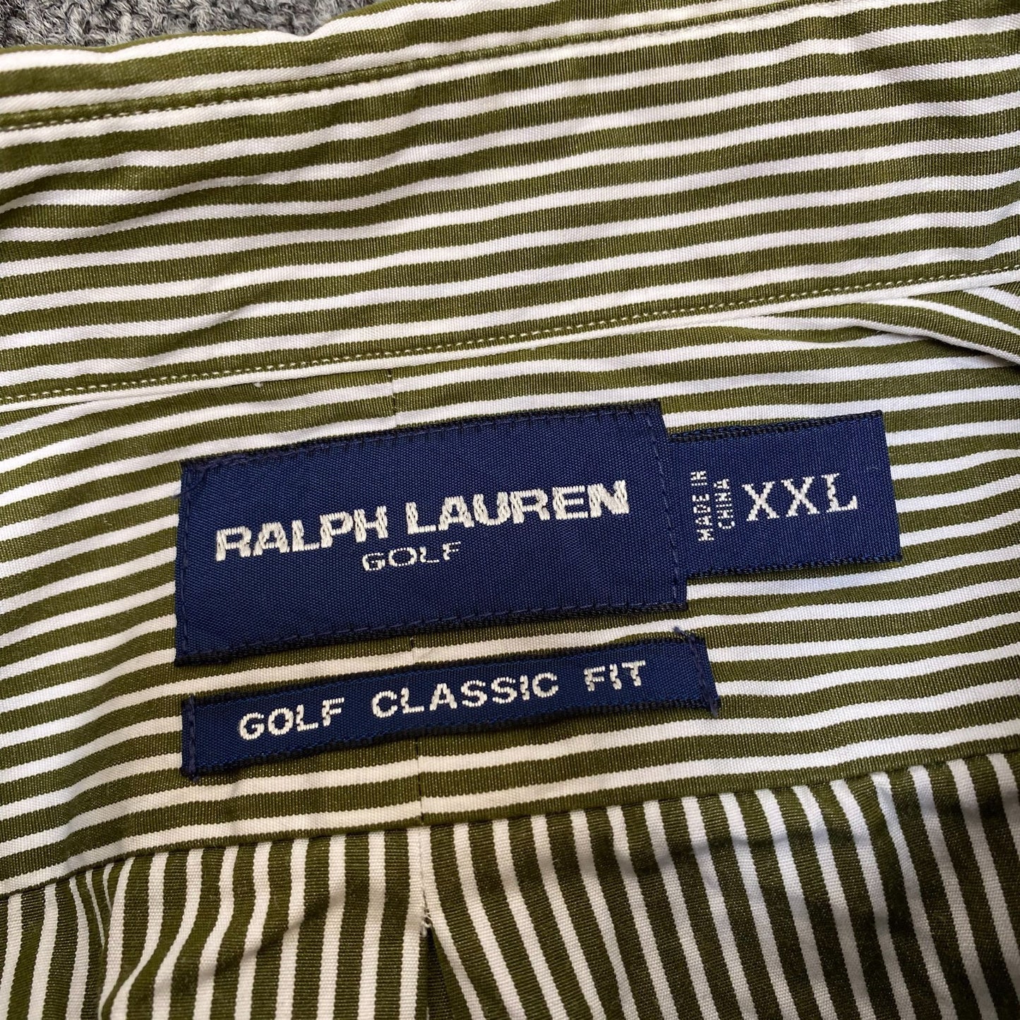 Ralph Lauren Shirt Mens XXL Green White Striped Golf Classic Fit Polo Pony Logo