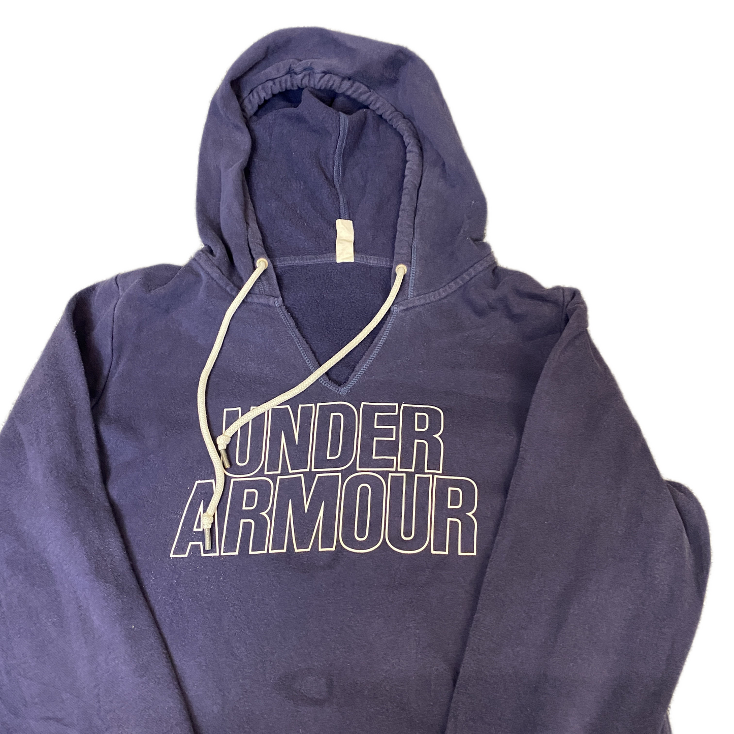 Under Armour Hoodie Womens Medium Navy Graphic Logo Kangaroo Pocket Pullover