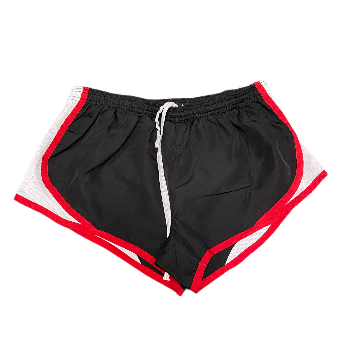 Running Sprinter Shorts Womens M 27" Waist Black Mesh Athletic Gym Dolphin Hem