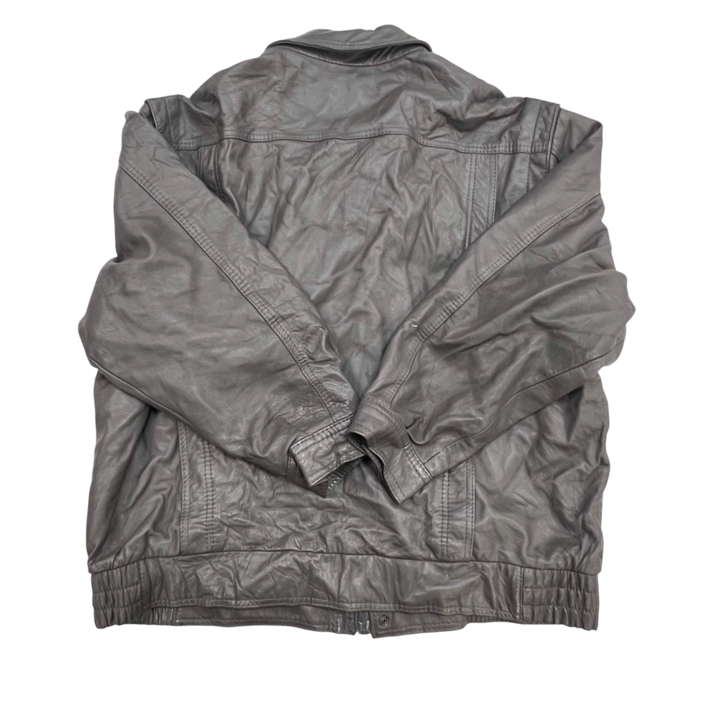 Canda Faux Leather Jacket Mens Medium Grey Lined Collared Snap Front Inside Zip