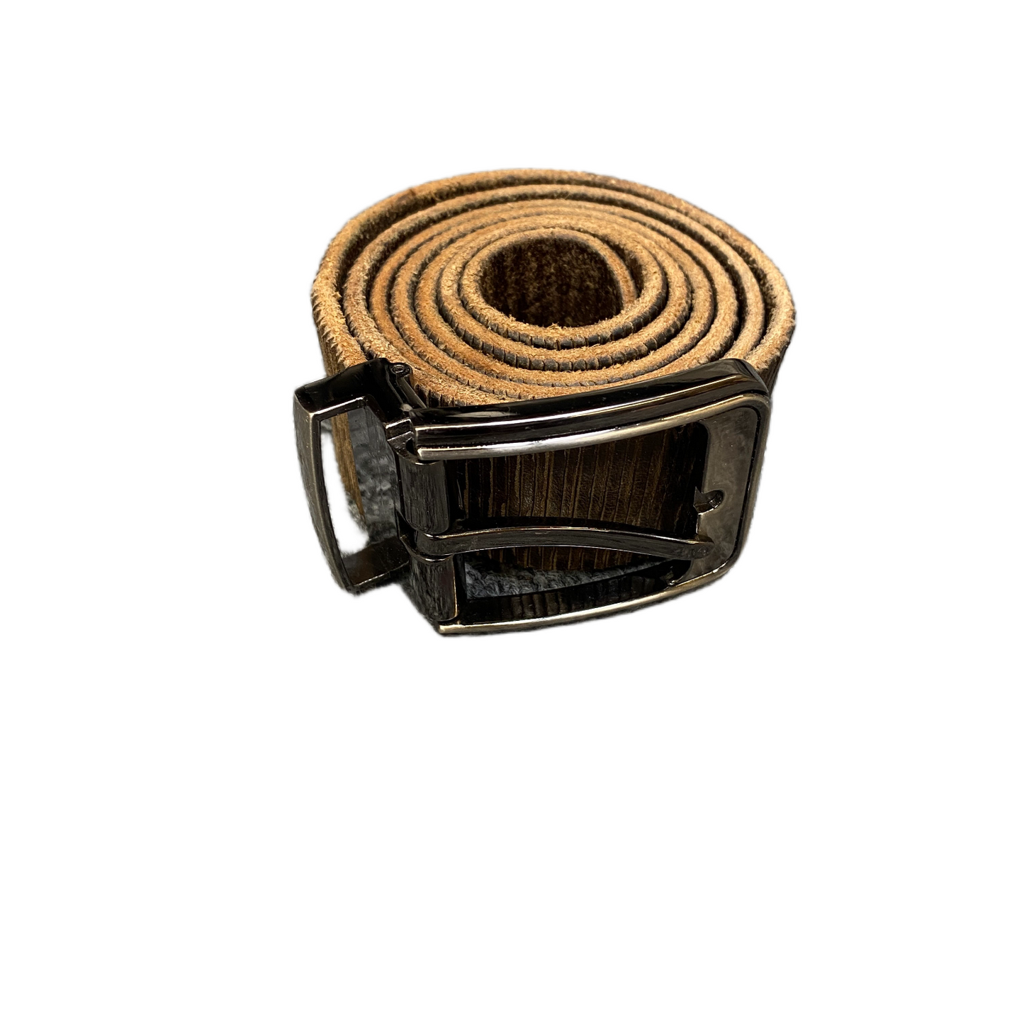 Silbergift Leather Belt Men's Brown Adjustable Stainless Steel Buckle 42 inches