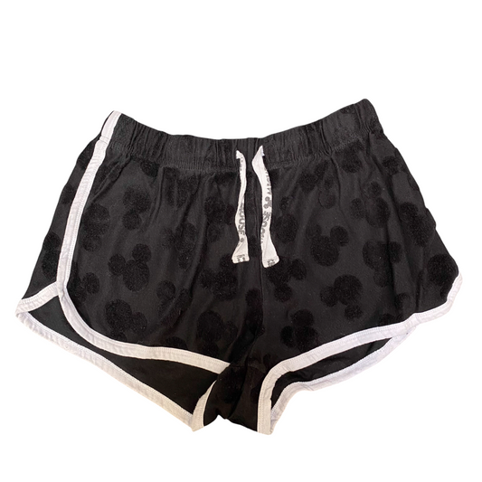 Running Sprinter Shorts Womens Medium Black Mickey Mouse Drawstring Dolphin Hem
