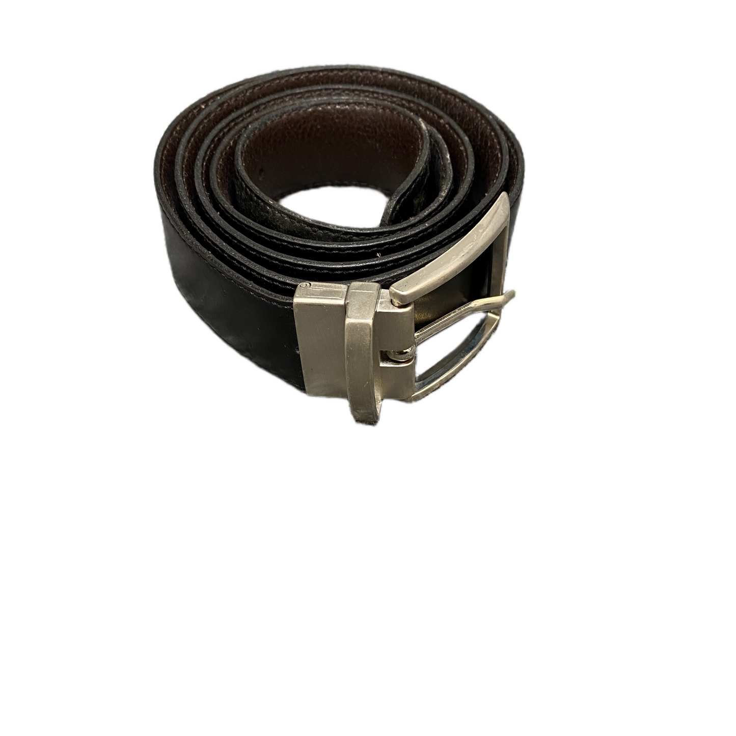 Mens Waist Belt Black Leather Adjustable Removable Pin Buckle Size 46 inches
