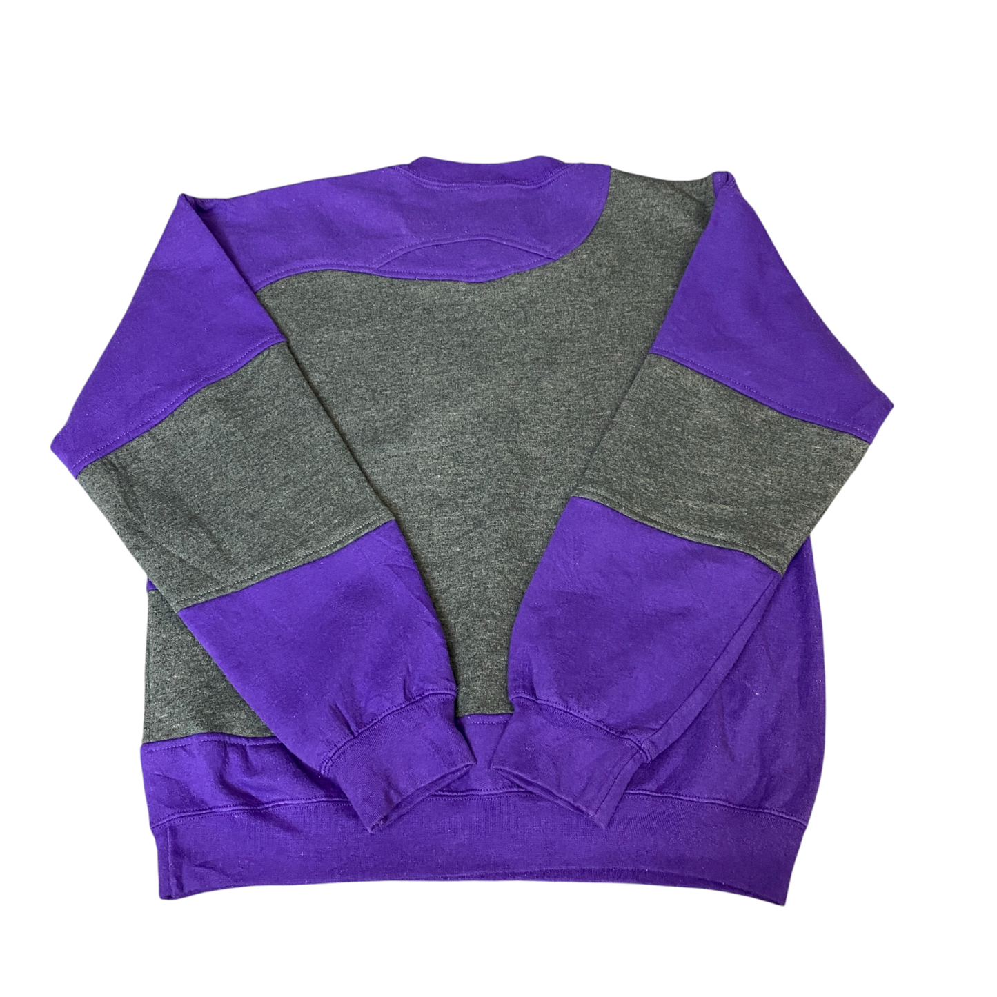 Nike Reworked Sweatshirt Men M Grey Purple Embroidered Spellout Logo Vintage Y2K