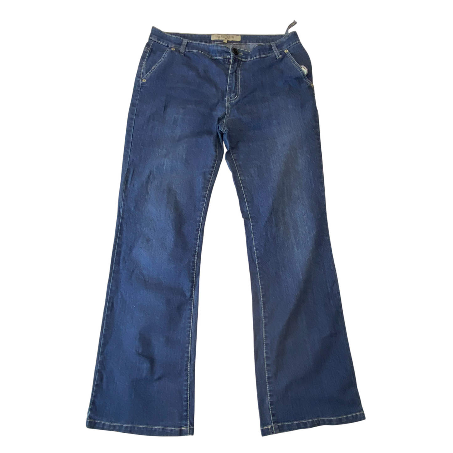 Women Jeans 33W 29L Blue Denim Pockets Medium Wash Mid-Rise Straight Leg