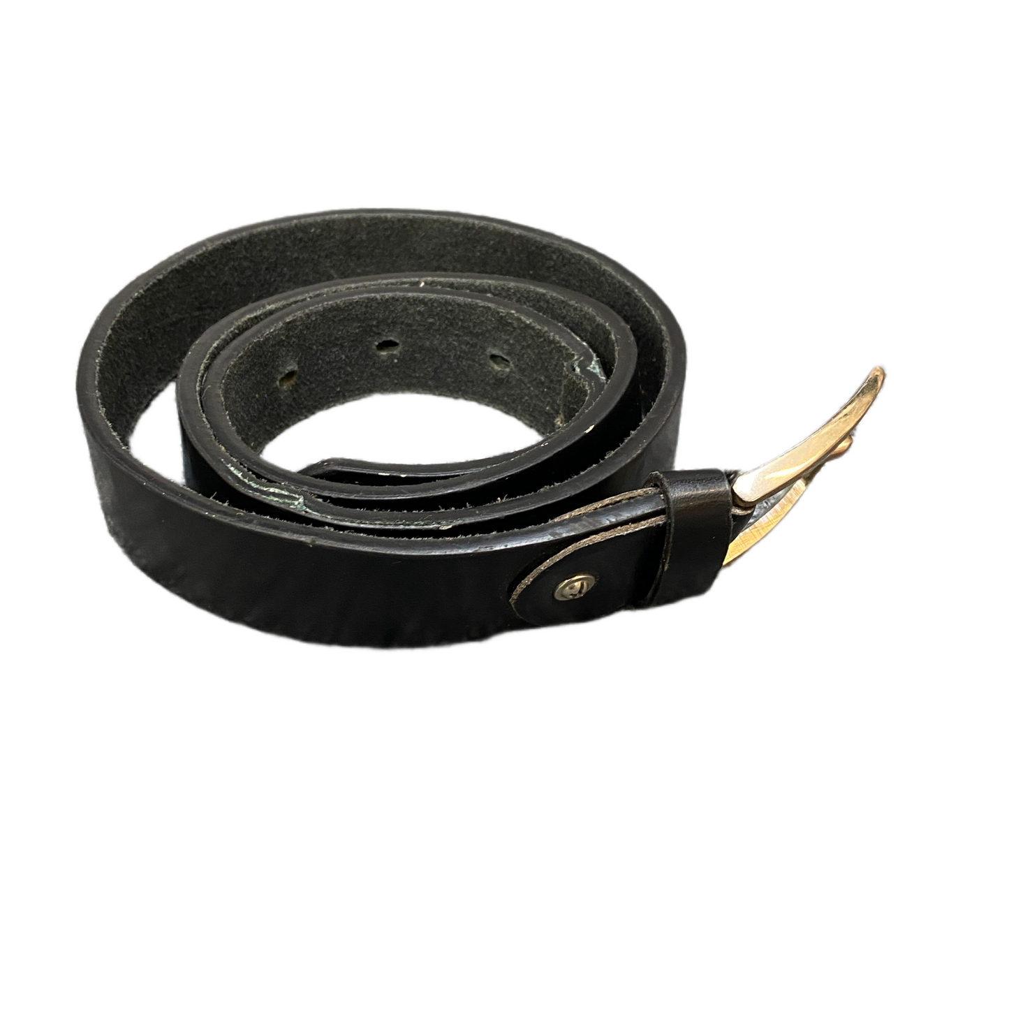 Mens Waist Belt Black Leather Adjustable Silver Pin Buckle 39.5 inches
