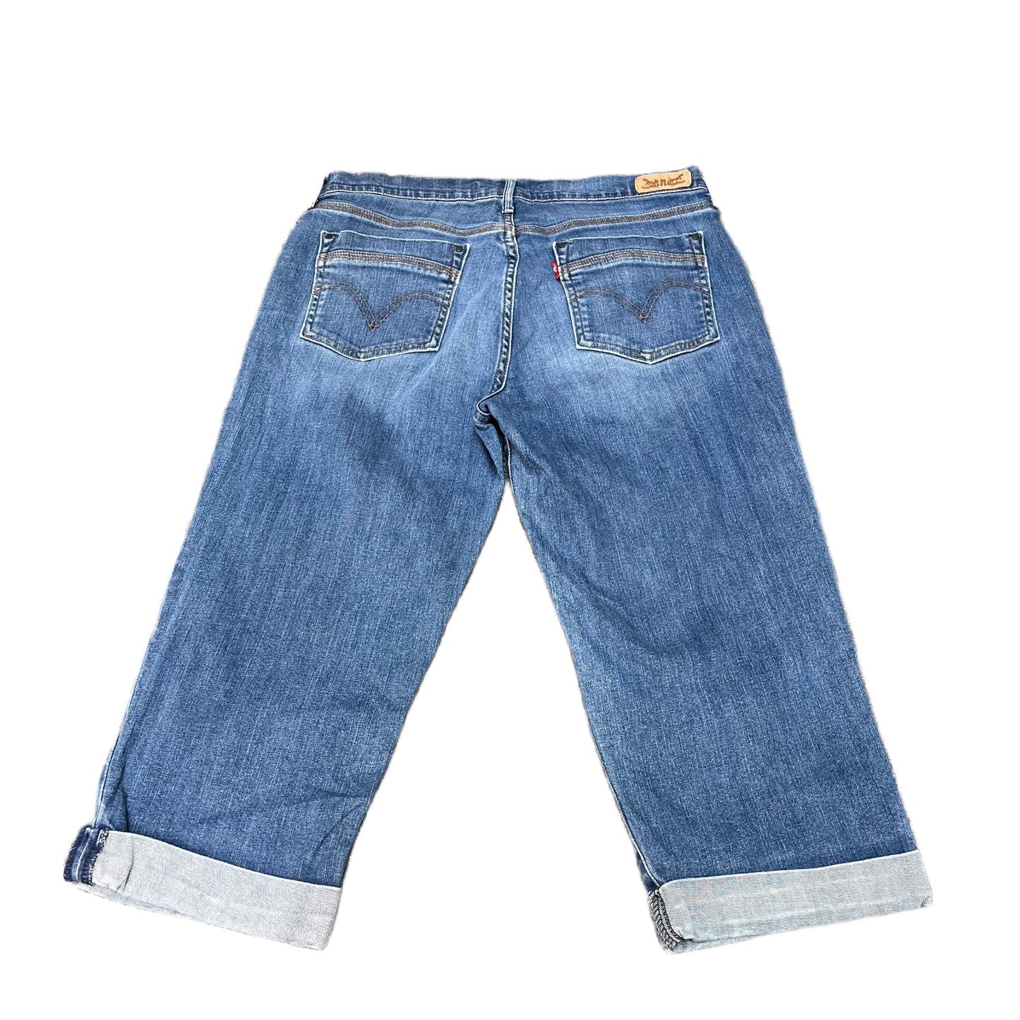 Levis Capri Jeans Fits as Womens L 30" Waist Blue Denim Mid Rise Red Tab Cuffed